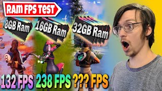 8GB vs 16GB vs 32GB RAM Comparison in Fortnite HUGE FPS BOOST Performance Mode Benchmark Test [upl. by Gascony918]