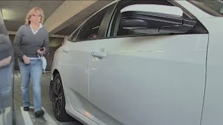 Woman keys Tesla in act of vandalism caught on camera [upl. by Immak732]