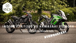 Indian FTR 1200 vs Kawasaki Z1000sx  Roll on performance TorqueFest [upl. by Dibru530]