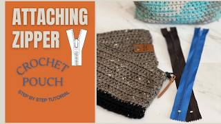 How to Attach a Zipper to a Crochet Pouch Adding a Zipper to Crochet ProjectsAhselAnne by Felicia [upl. by Iruahs]