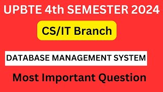 Important question of DBMS upbte exam 4th sem important question of dbms csit branch bteup [upl. by Namrej]