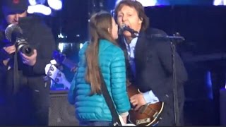 Moment Paul McCartney lets little girl play bass with him on stage [upl. by Ahsoet729]