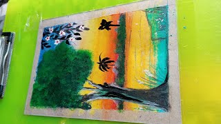 easy scenery drawing for beginners 🙏youtube drawing art easydrawing oilpastel [upl. by Ayihsa648]