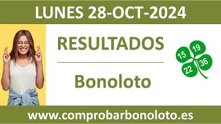 Resultado del sorteo Bonoloto del lunes 28 de octubre de 2024 [upl. by Irved]