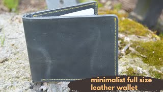 Making a minimalist full size bifold wallet using pullup leather [upl. by Joceline]