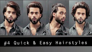 Hairstyles For Medium Hair  4 Quick And Easy Mens Daily Hairstyle Tutorial [upl. by Bridie]