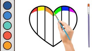 Glitter Rainbow Hearts  How to Draw Heart  Valentines Cute Drawings painting coloring for kids [upl. by Ahon159]