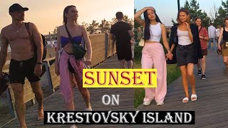 Sunset on Krestovsky Island  BEAUTIFUL RUSSIAN GIRLS  Biking in St Petersburg [upl. by Fugere]