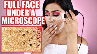 FULL FACE of Makeup UNDER A MICROSCOPE OMG [upl. by Yeslrahc]