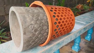 Cement craft ideas Making Flower Pots From Create Unique Pot From Plastic Mold [upl. by Asiret]