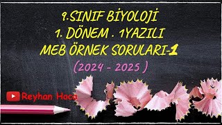 9 SINIF BİYOLOJİ 1 DÖNEM 1 YAZILI MEB ÖRNEK SORULARI [upl. by Bonnette]