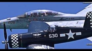 FA 18 Super Hornet and Corsair Heritage Flight Stuart FL [upl. by Litsyrk]