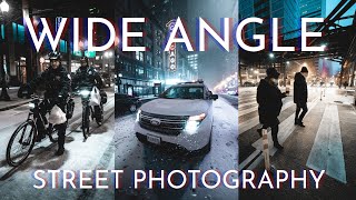 Shooting WIDE ANGLE in a BLIZZARD POV Street Photography w SIGMA 1424mm f28  a7sii [upl. by Wojak]