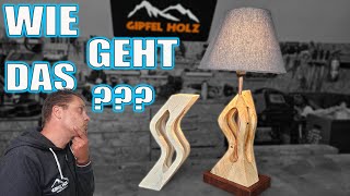 Sägetechnik an der Bandsäge  Mit nur 6 Schnitten tolle Formen in Holz  Holz Lampe selber bauen [upl. by Sucramad6]