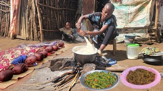 Early Morning Routine of Desert women  cooking traditional breakfast  Africa Village Life [upl. by Shakespeare]