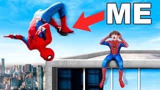 I Tried IMPOSSIBLE Spiderman Stunts ft Nidal Wonder [upl. by Anirok]