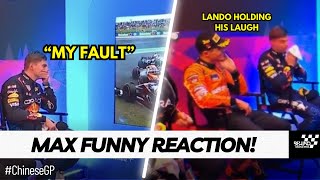 Max Verstappen’s Funny Reaction to the collision of Lance stroll and Daniel Ricciardo  quotMy Faultquot [upl. by Emia]