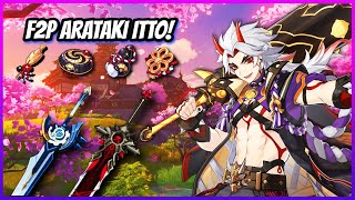 Arataki Itto Build F2P Level 90  Genshin Impact [upl. by Hsital780]