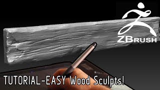 TUTORIAL Sculpting Wood in ZBRUSH  3 EASY STEPS  Polygon Academy [upl. by Eidnar]