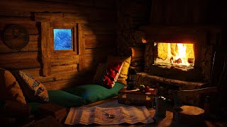 Deep Sleep in a Cozy Winter Cabin  Snow Storm Sound for Sleep Relax Study Sleep Disorders [upl. by Delp730]