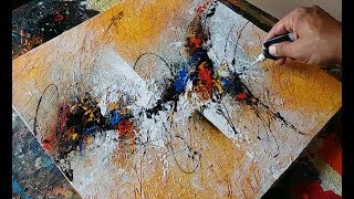 Abstract painting  textured with gesso  Acrylic abstract painting demonstration [upl. by Aymer]