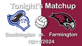 Southington Girls Volleyball v Farmington 101124 [upl. by Enailil]