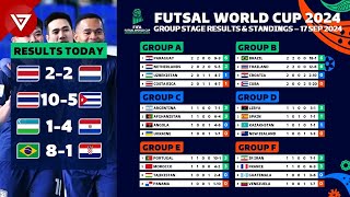 🔴 MD2 FIFA FUTSAL WORLD CUP 2024 Group Results amp Standings Table as of 17 Sep 2024 [upl. by Htebzile]