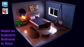 Autodesk Maya Tutorial  How to Model an Isometric Bedroom [upl. by Nnahoj371]