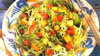 French Foods Curly Endive Salad With Bacon Frisée aux Lardons [upl. by Ahsuoj]