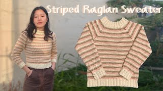 Crochet Striped Raglan Sweater Tutorial [upl. by Ferneau]