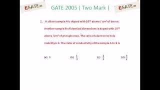 Problem on Semiconductors  GATE 2005 ECE Two Mark Electron Devices  wwwegatews [upl. by Booth241]