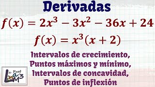 Intervalos de crecimiento puntos máximos y mínimos intervalos de concavidad y puntos de inflexión [upl. by Yursa]