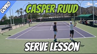 CASPER RUUD Has A Serve Lesson From COACH  Indian Wells 2024 GoPro [upl. by Eenimod]