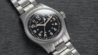 The Classic Hamilton Field Watch On A Bracelet  Khaki Field Mechanical Bracelet Black Dial [upl. by Docilu]