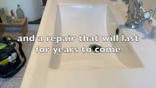 Sink Crack Repair Procedure by Miltons Bath Enamel Repair UK [upl. by Hake]