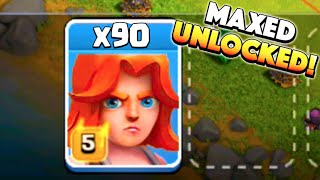 90 VALKS IN  Clash of Clans  Finally Unlocking Maxed Valkyries [upl. by Retse]