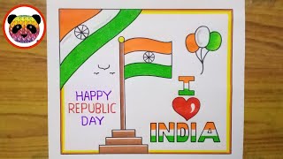 Republic Day Drawing  Republic Day Poster Drawing  How to Draw Republic Day Drawing Easy Steps [upl. by Schroth]