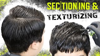 SECTIONING AND TEXTURIZING ✂️ Mid Fade Crop Freestyle Design Haircut Tutorial [upl. by Agatha604]