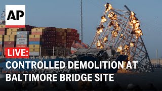 LIVE Controlled demolition at Baltimore bridge collapse site [upl. by Freeborn533]