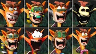 Crash Bandicoot  All Skins amp Costumes N Sane Trilogy [upl. by Neleh]