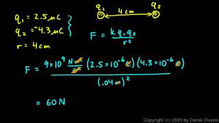 Physics 1221b  Coulombs Law  Simple Examples [upl. by Litch]