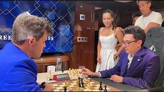 Final Moments  Magnus Carlsen Beats Fabiano Caruana  Freestyle Chess Game One [upl. by Nyletak]