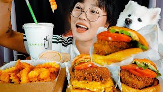 Shake Shack Mukbang ft Spicy Cheese Fries [upl. by Aipotu]