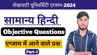 सामान्य हिन्दीShekhawati University ba 1st year general Hindi objective question2024 [upl. by Artek]