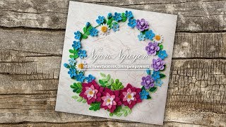 Wreath Quilling ForgetMeNot flowers  DIY [upl. by Aleece]