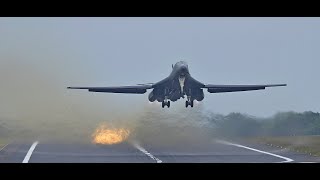 Pilot abort takeoff try again in their incredibly loud USAF B1B Bombers Fairford [upl. by Jarvey308]