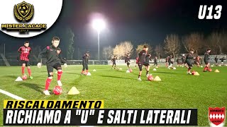 RISCALDAMENTO ESORDIENTI CALCIO RICHIAMO A U E SALTI LATERALI  SCUOLA CALCIO [upl. by Bryon78]