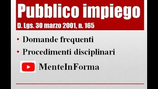 Testo Unico Pubblico Impiego D Lgs n 165 del 2001 Parte 44  procedimenti disciplinari [upl. by Beekman]