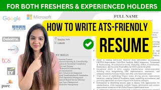 How to write an ATS Resume  For Freshers amp Experienced People StepbyStep Tutorial [upl. by Liv]