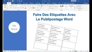 PUBLIPOSTAGE WORD  Faire des étiquettes pour débutant [upl. by Mord212]